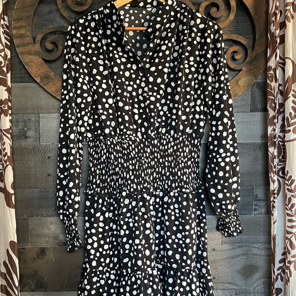 Polka Dot Dress L Boho Whimsy Goth Party Going Out Mini Classy Elegance - Picture 3 of 16